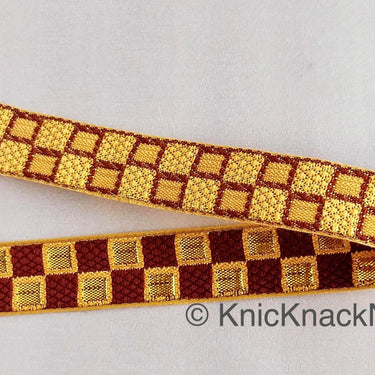 Brown and Gold Jacquard Weaving Trim, Trim By 2 Yards, Craft Decorative Ribbon